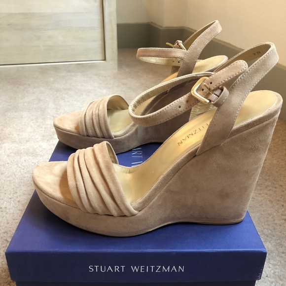 Stuart Weitzman Suede Wedge Sandals - Picture 9 of 13